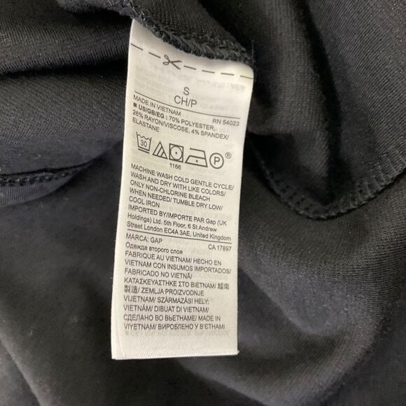 Gap Black Ponte Knit Little Black shift Dress size small tulip bell sleeves - Picture 6 of 12